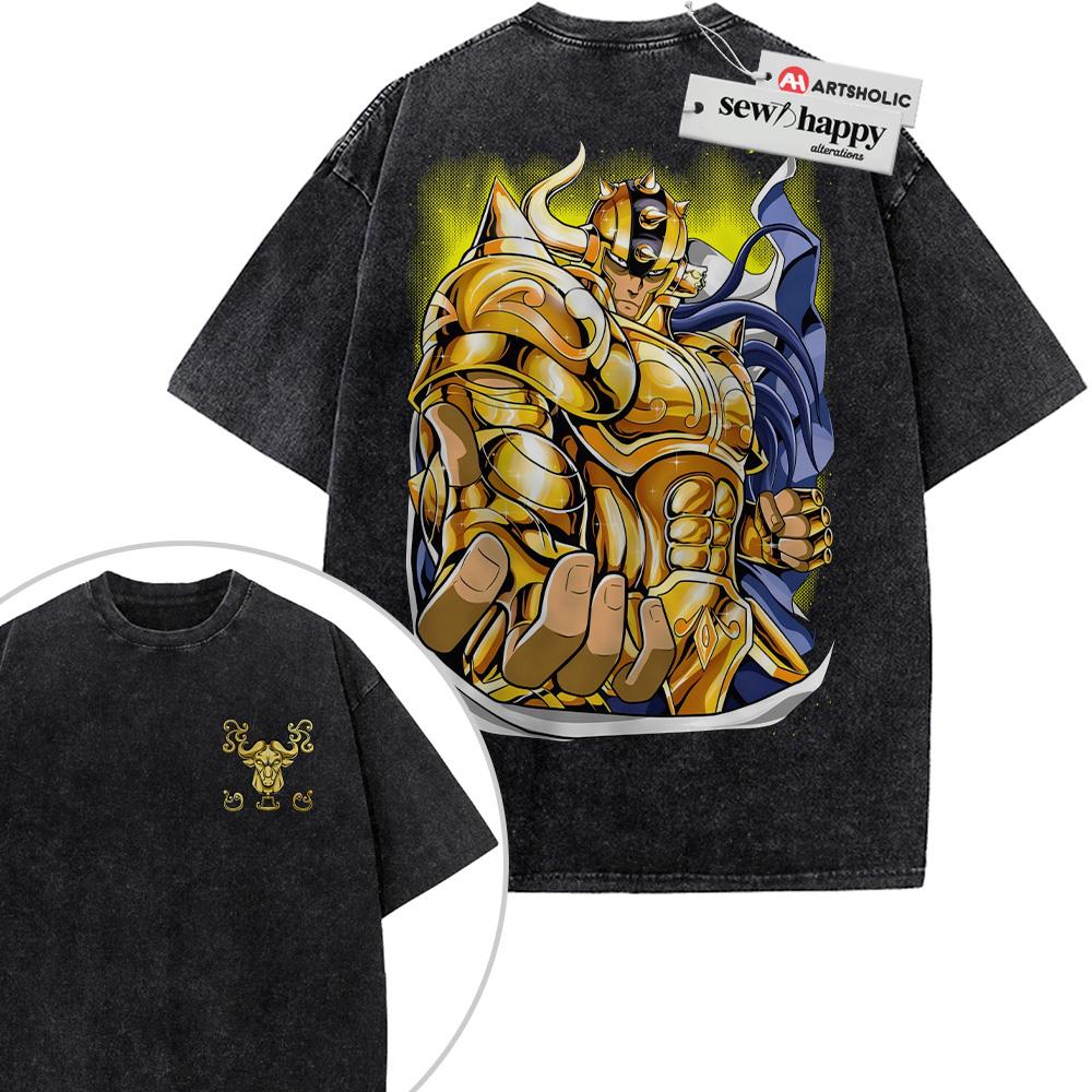 Wash Tee Taurus Aldebaran Shirt, Saint Seiya Shirt, Anime Shirt, Vintage T-Shirt 2-Sided