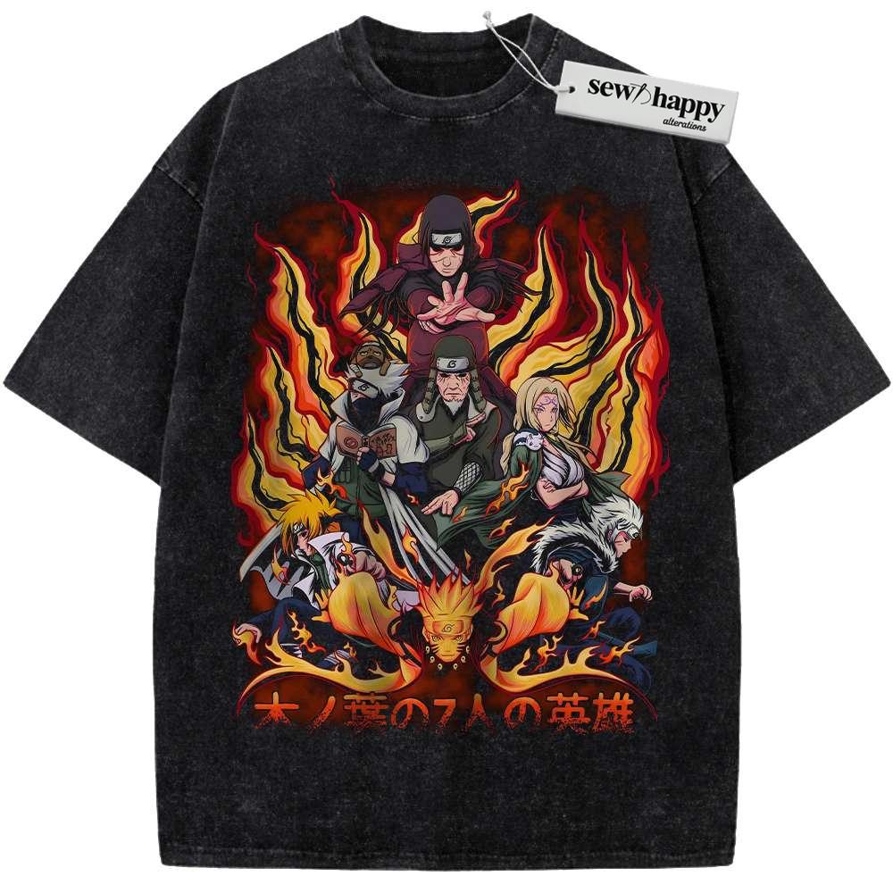 Wash Tee Team Hokage Shirt, Naruto Shirt, Anime Shirt, Vintage T-Shirt