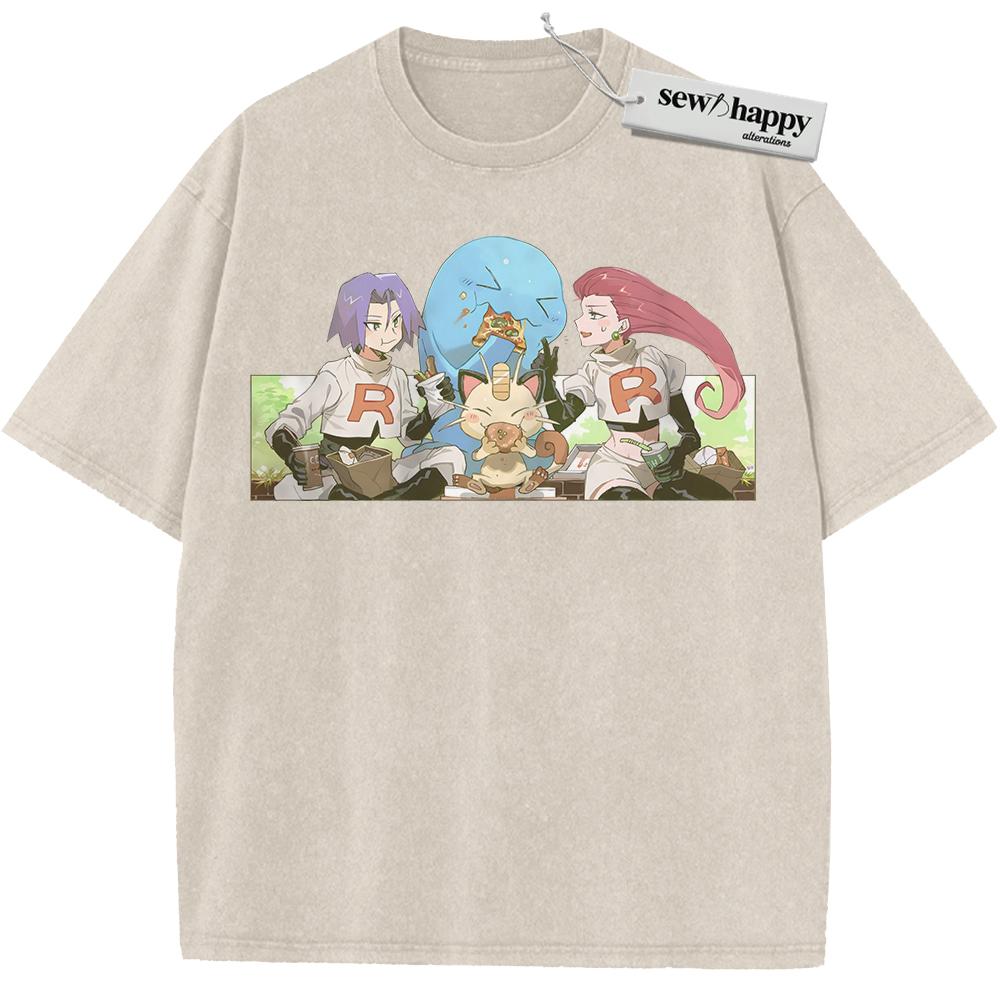 Wash Tee Team Rocket Shirt, Pokemon Shirt, PKM Shirt, Anime Shirt, Vintage T-Shirt