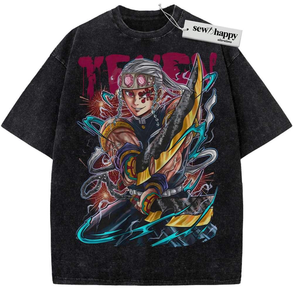 Wash Tee Tengen Uzui Shirt, Demon Slayer Shirt, Anime Shirt, Vintage T-Shirt