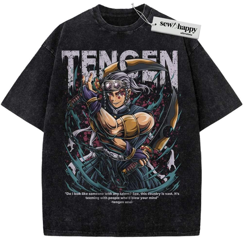 Wash Tee Tengen Uzui Shirt, Demon Slayer Shirt, Anime Shirt, Vintage T-Shirt