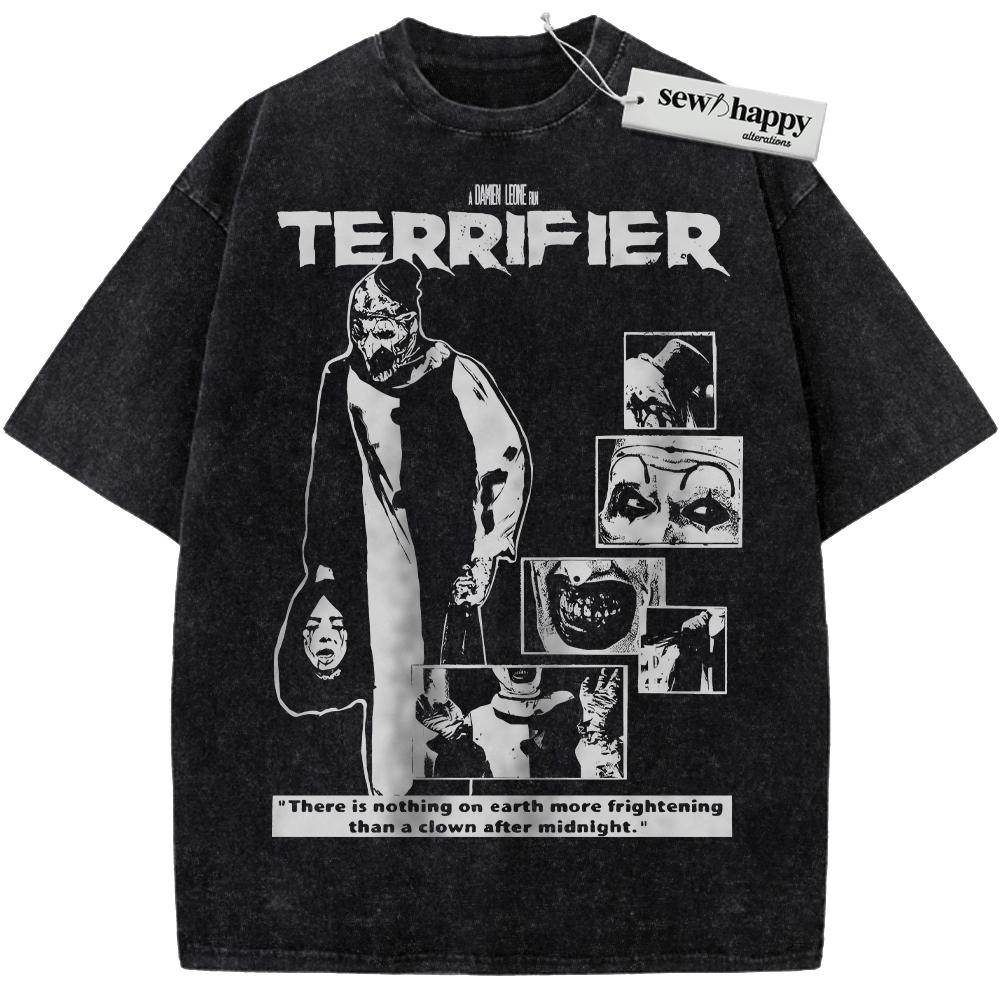 Wash Tee Terrifier Shirt, Halloween Shirt, Horror Movie Shirt, Vintage T-Shirt