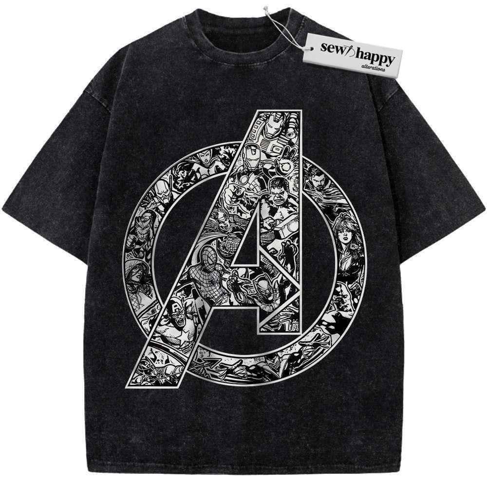 Wash Tee The Avengers Shirt, Marvel Comics Shirt, Vintage T-Shirt Wash Tee The Avengers Shirt, Marvel Comics Shirt, Vintage T-Shirt - Image 1