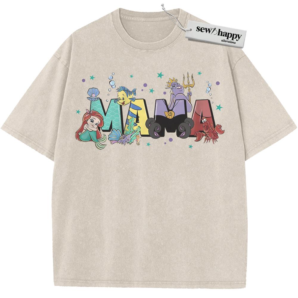 Wash Tee The Little Mermaid Shirt, Mother's Day Shirt, Animated Shirt, Vintage T-Shirt