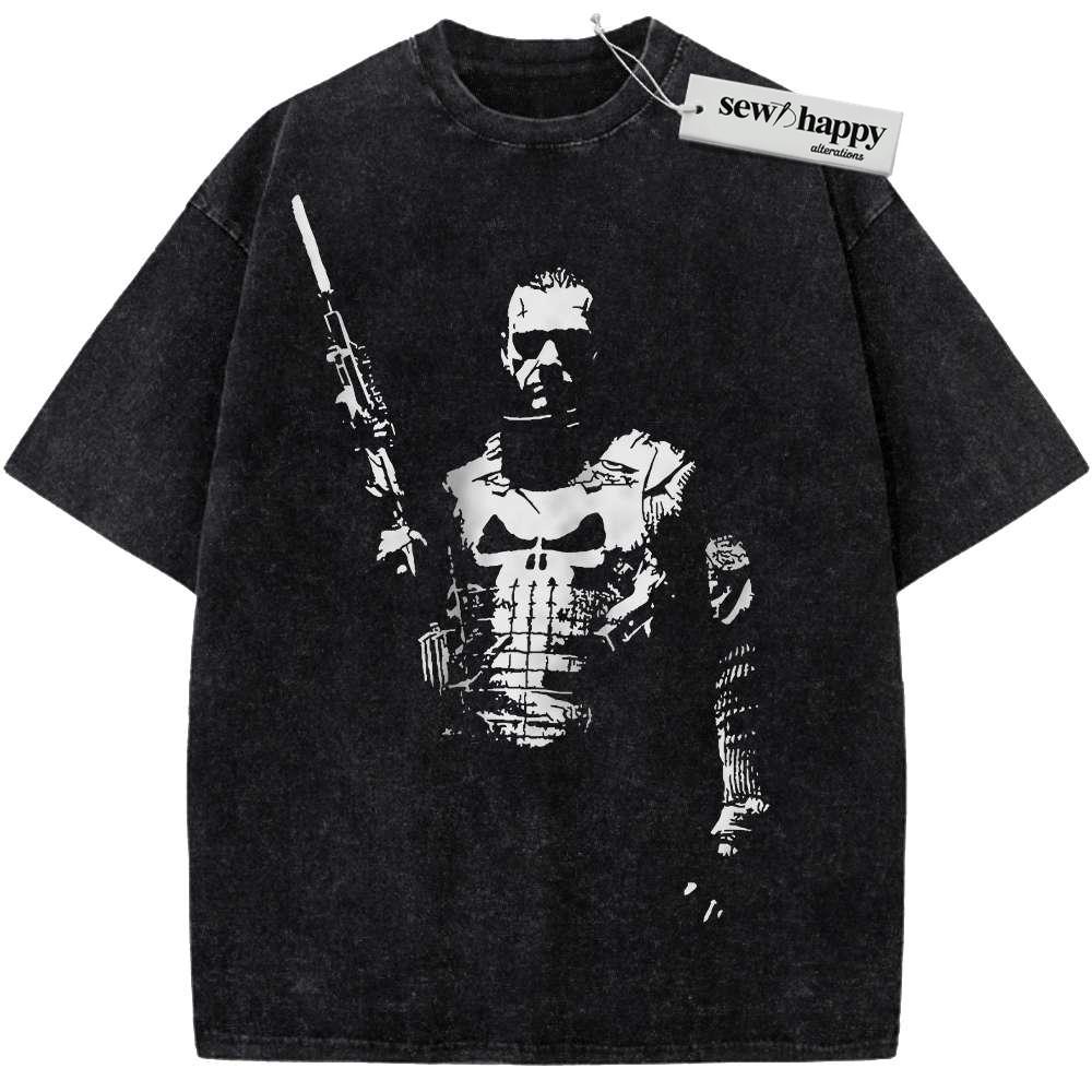 Wash Tee The Punisher Shirt, Marvel Comics Shirt, Vintage T-Shirt Wash Tee The Punisher Shirt, Marvel Comics Shirt, Vintage T-Shirt - Image 1