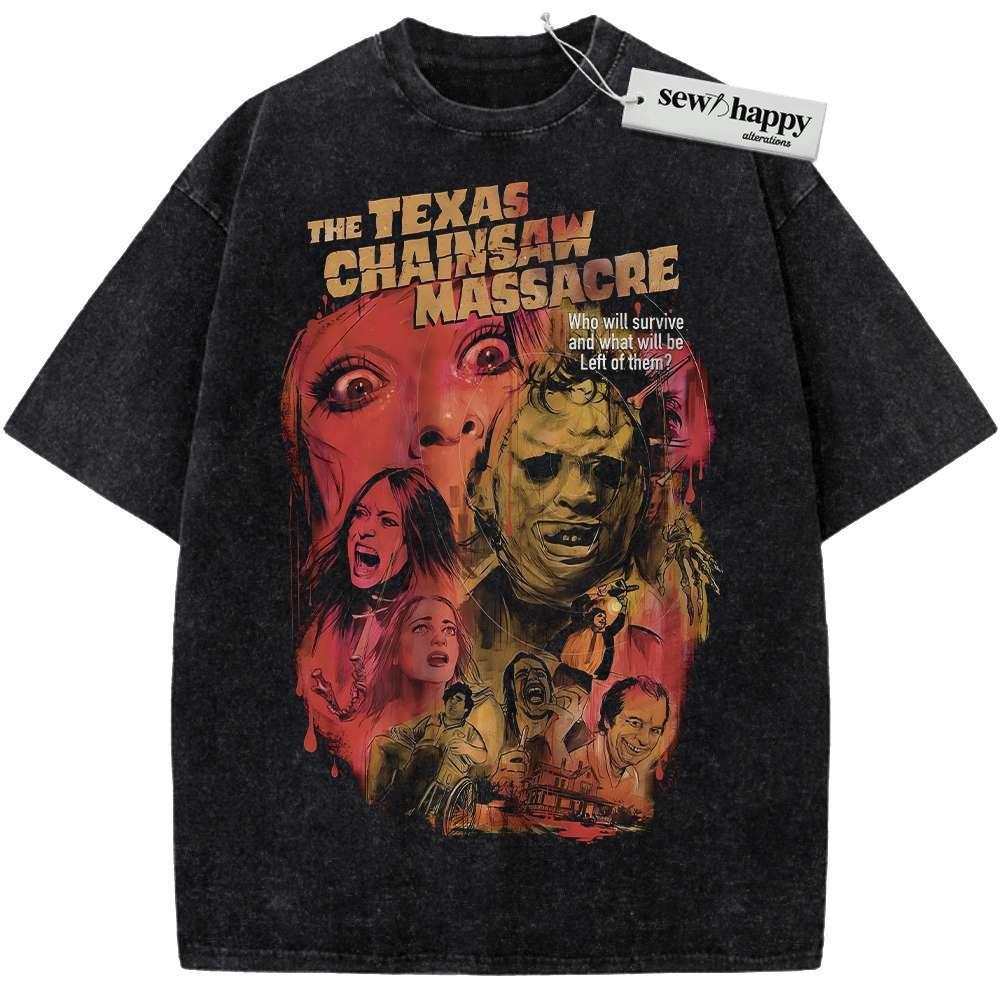 Wash Tee The Texas Chain Saw Massacre Shirt, Halloween Shirt, Horror Movie Shirt, Vintage T-Shirt