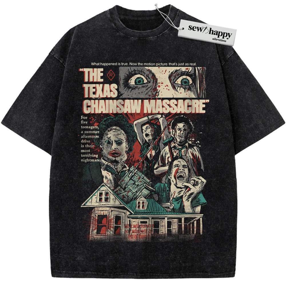 Wash Tee The Texas Chain Saw Massacre Shirt, Halloween Shirt, Horror Movie Shirt, Vintage T-Shirt
