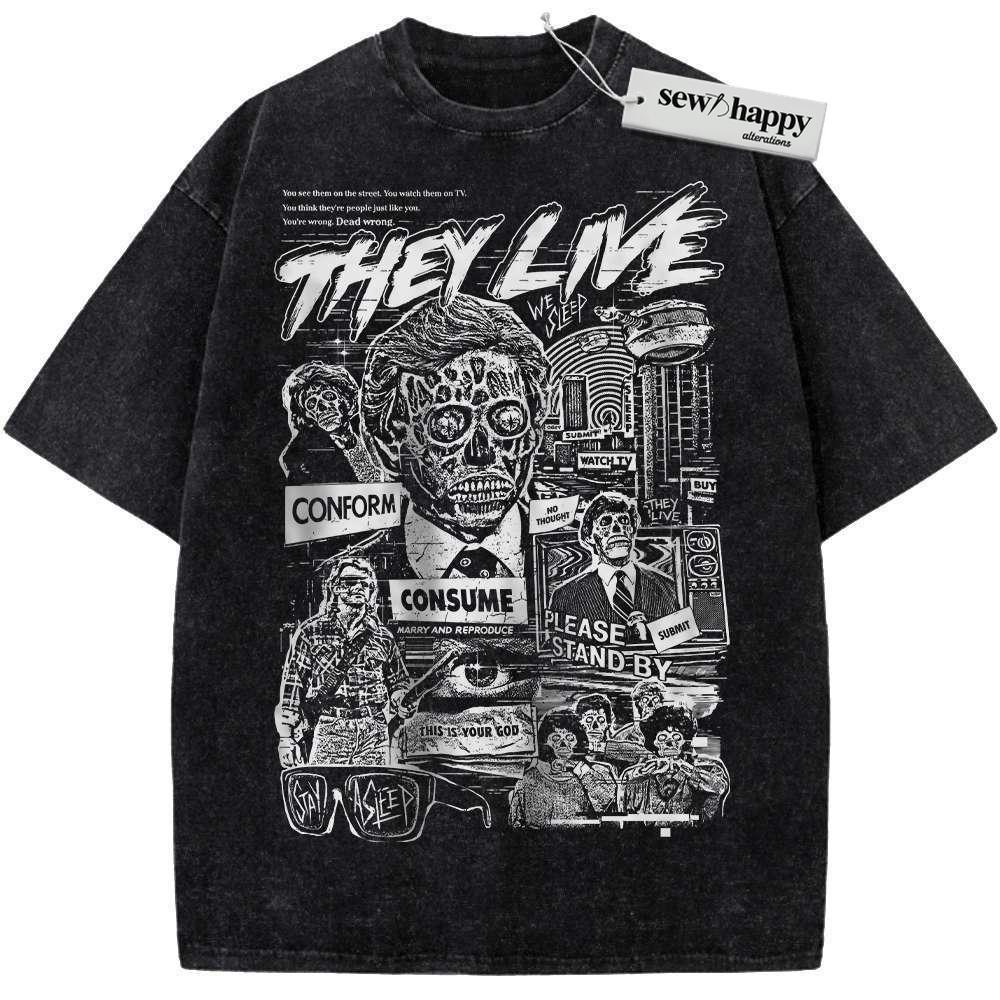 Wash Tee They Live Shirt, Halloween Shirt, Horror Shirt, Vintage T-Shirt
