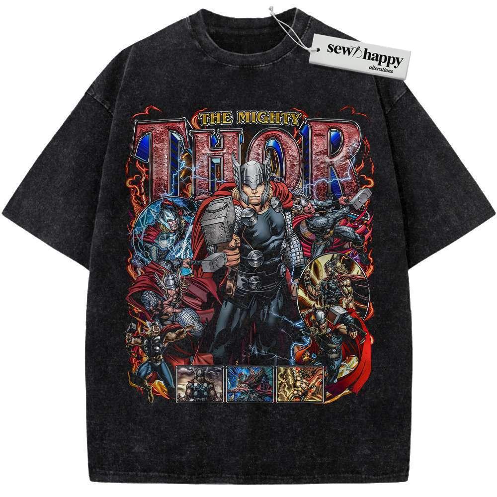 Wash Tee Thor Shirt, Marvel Comics Shirt, Vintage Tee