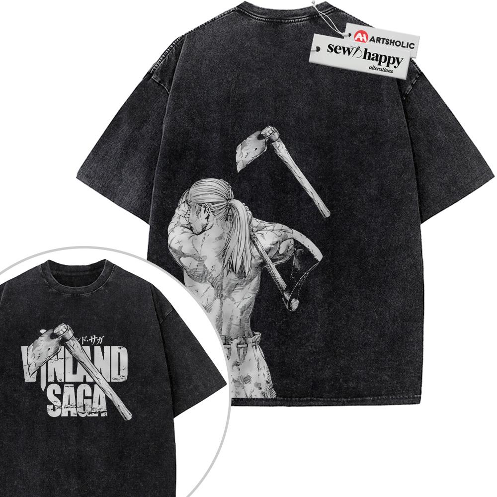 Wash Tee Thorfinn Shirt, Vinland Saga Shirt, Anime Shirt, Vintage T-Shirt 2-Sided
