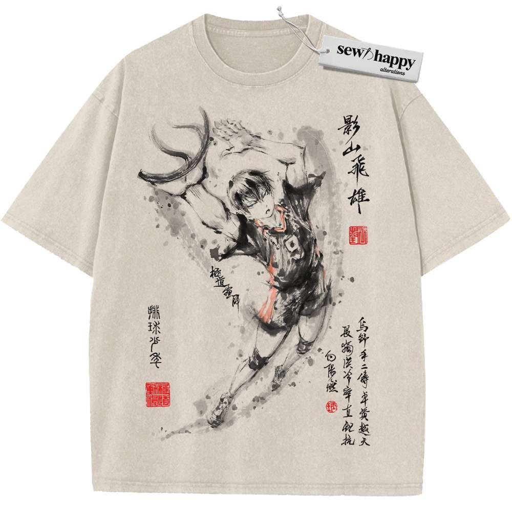 Wash Tee Tobio Kageyama Shirt, Haikyu!! Shirt, Anime Shirt, Vintage Tee