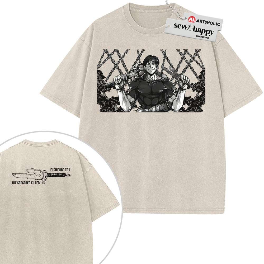 Wash Tee Toji Fushiguro Shirt, Jujutsu Kaisen Shirt, Anime Shirt, Vintage T-Shirt 2-Sided