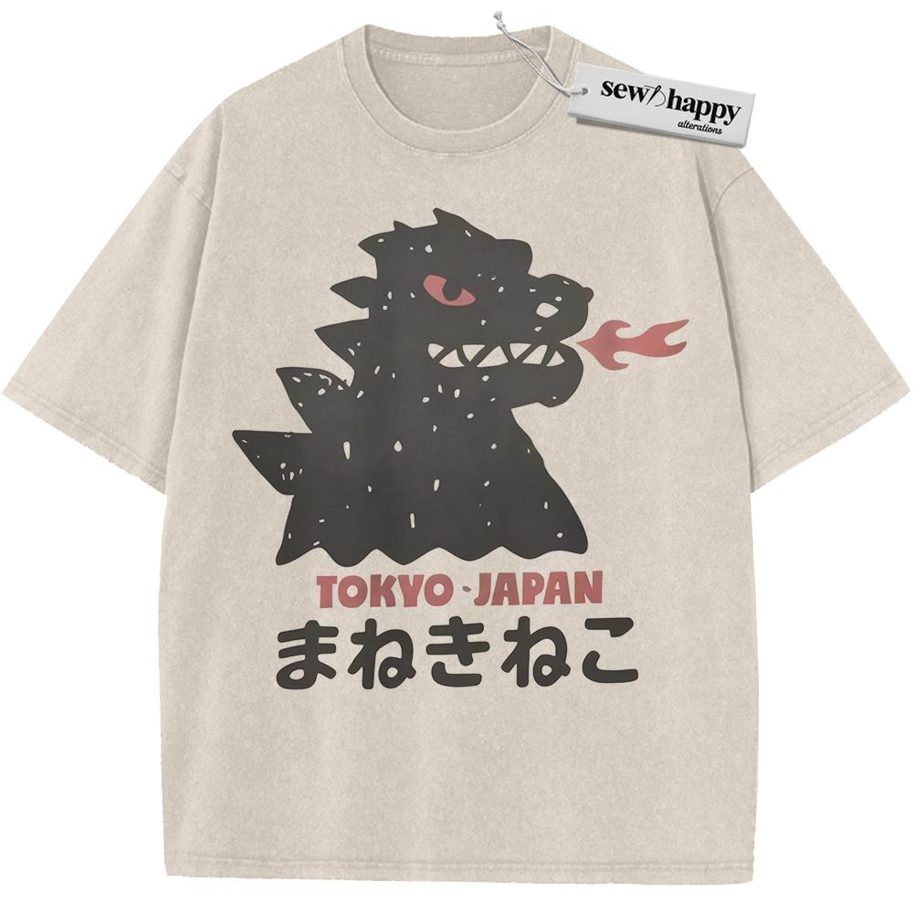Wash Tee Tokyo Japan Kaiju Shirt, Japanese Streetwear Shirt, Vintage T-Shirt
