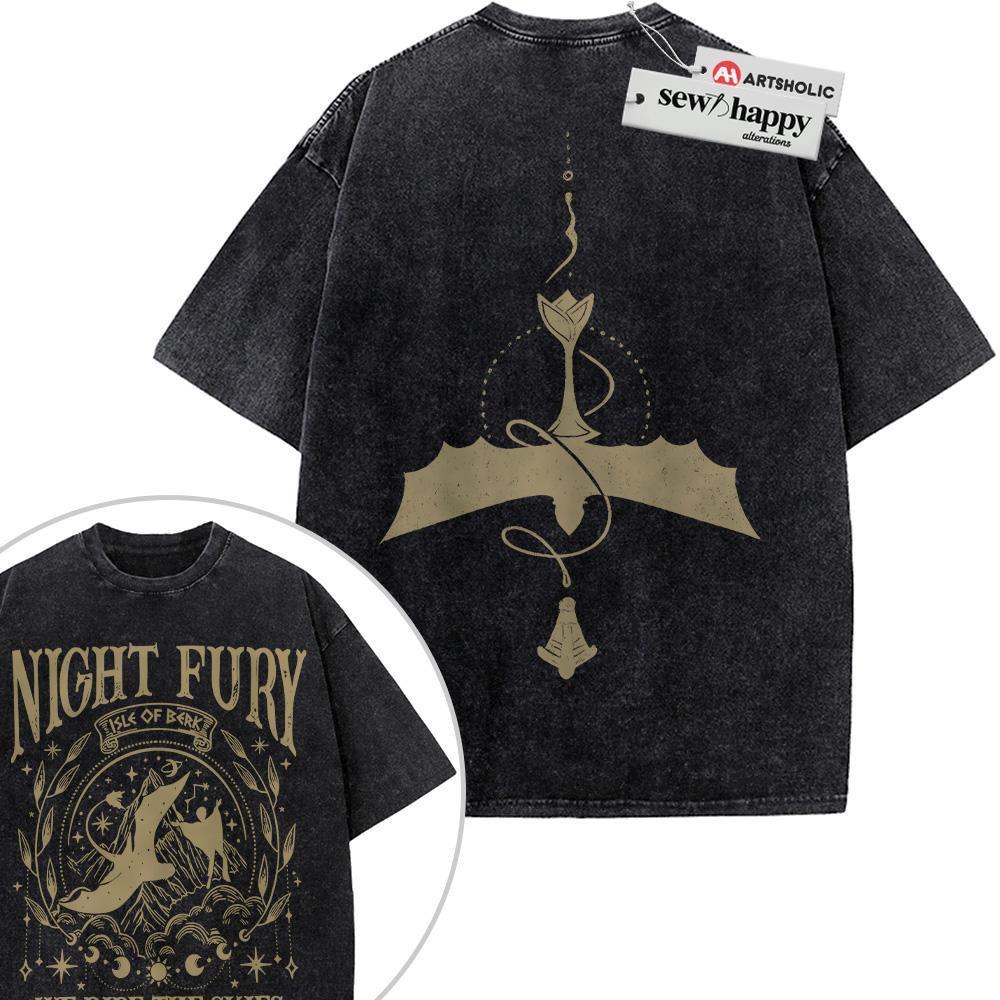 Wash Tee Toothless Shirt, Night Fury Shirt, How to Train Your Dragon Shirt, Animated Shirt, Vintage T-Shirt 2-Sided