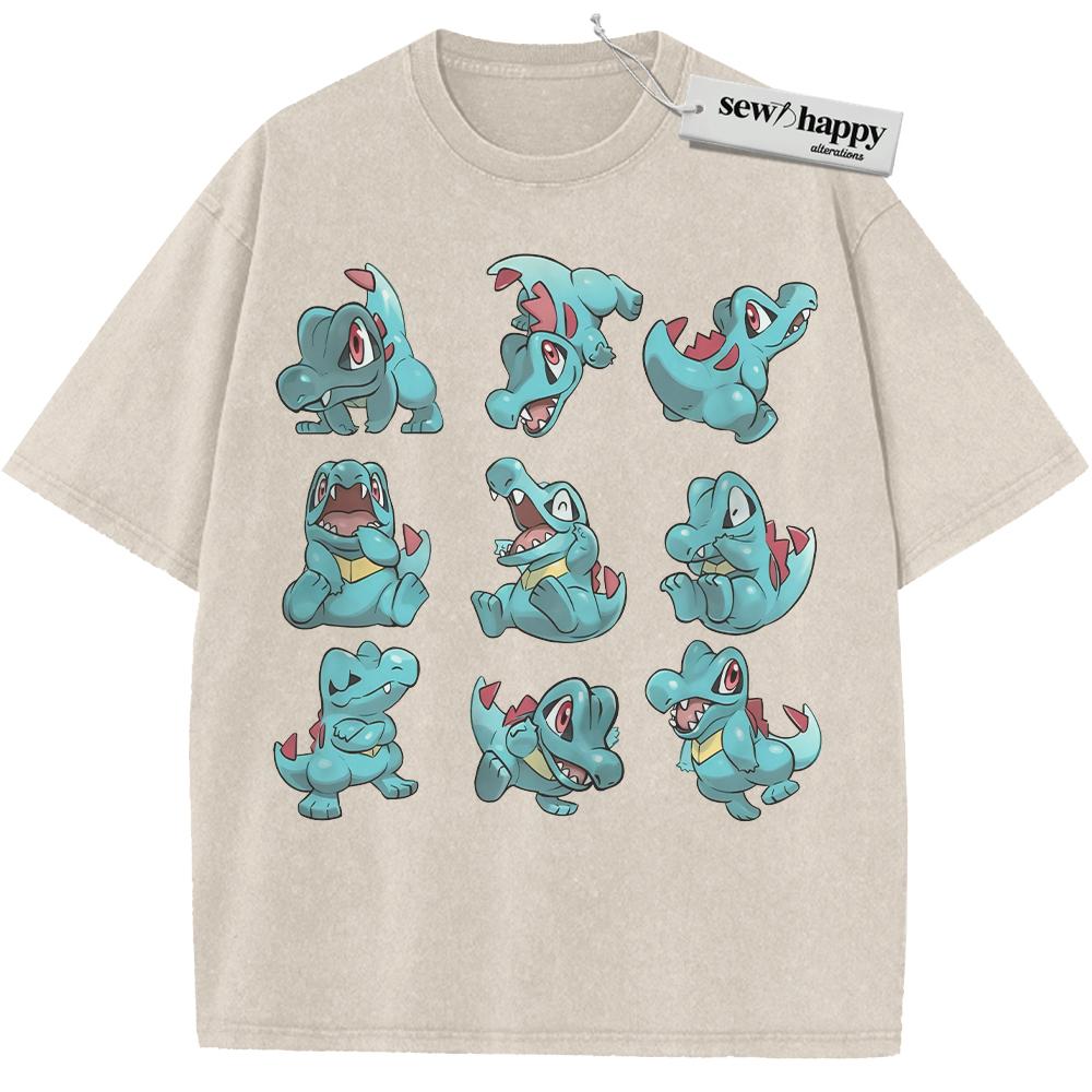 Wash Tee Totodile Shirt, Pokemon Shirt, PKM Shirt, Anime Shirt, Vintage Tee