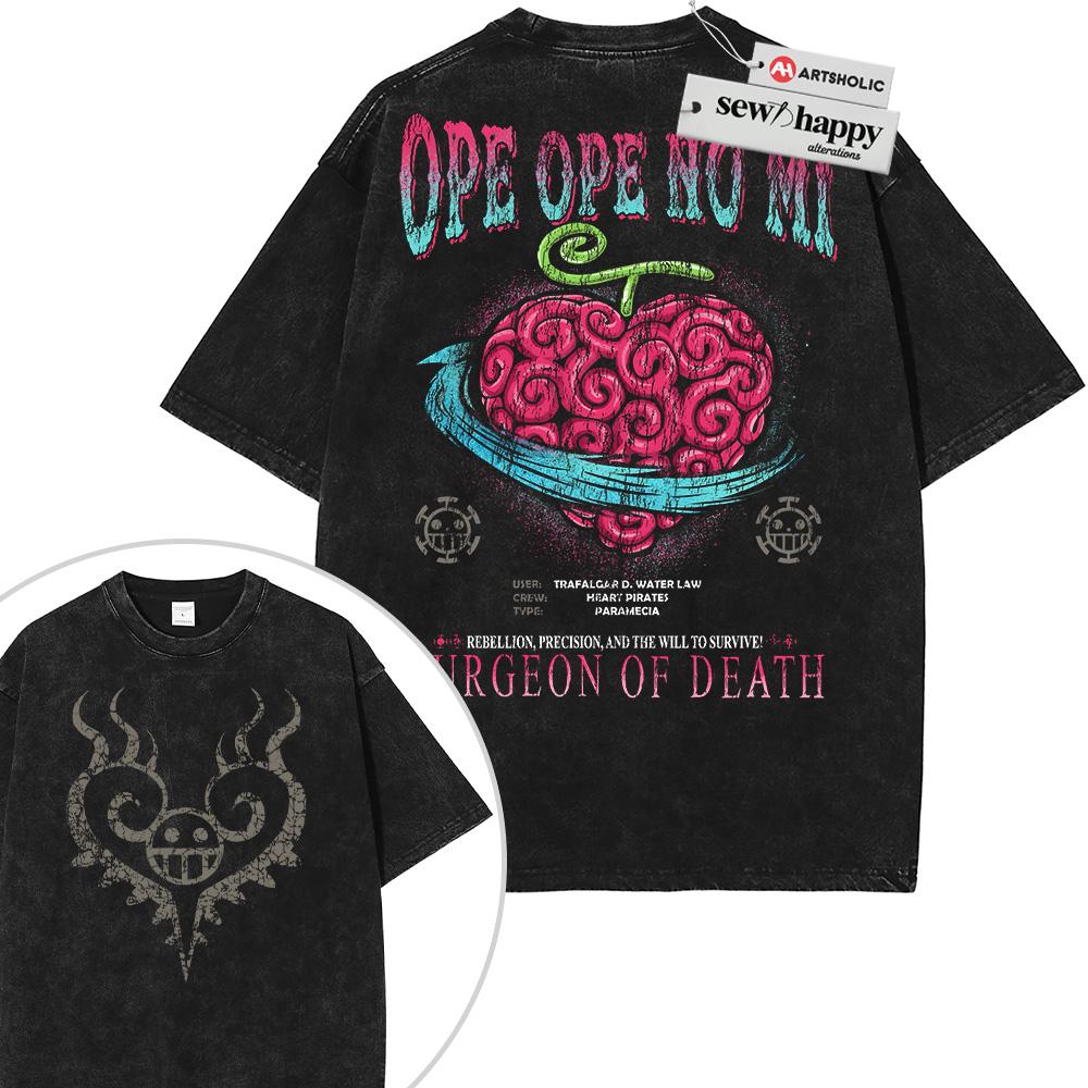 Wash Tee Trafalgar D Water Law Shirt, One Piece Shirt, Anime Shirt, Vintage T-Shirt 2-Sided