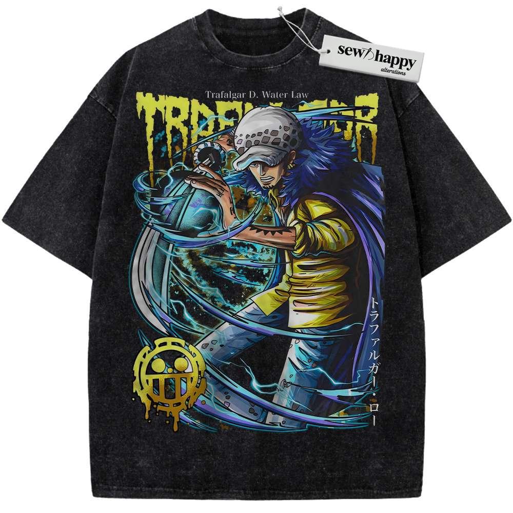 Wash Tee Trafalgar D Water Law Shirt, One Piece Shirt, Anime Shirt, Vintage Tee Wash Tee Trafalgar D Water Law Shirt, One Piece Shirt, Anime Shirt, Vintage Tee - Image 1