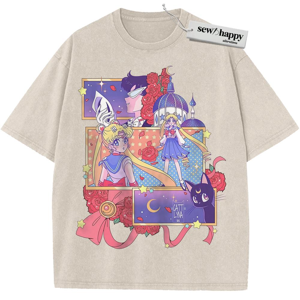 Wash Tee Tuxedo Mask Shirt, Usagi Tsukino Shirt, Sailor Moon Shirt, Anime Shirt, Vintage T-Shirt
