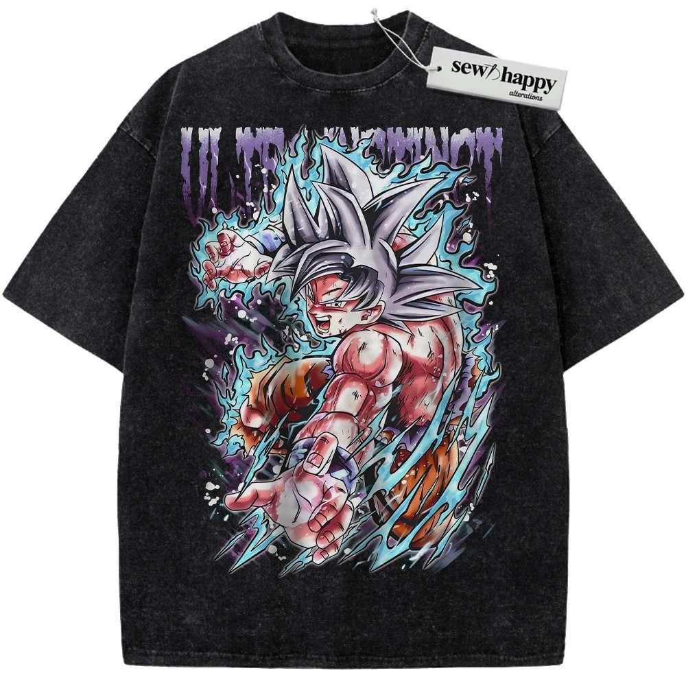 Wash Tee Ultra Instinct Son Goku Shirt, Dragon Ball Shirt, Anime Shirt, Vintage Tee
