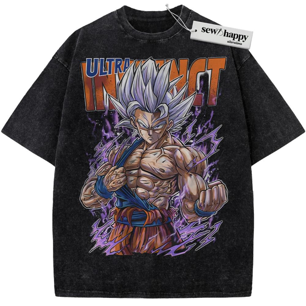Wash Tee Ultra Instinct Son Goku Shirt, Dragon Ball Shirt, DBZ Shirt, Anime Shirt, Vintage Tee
