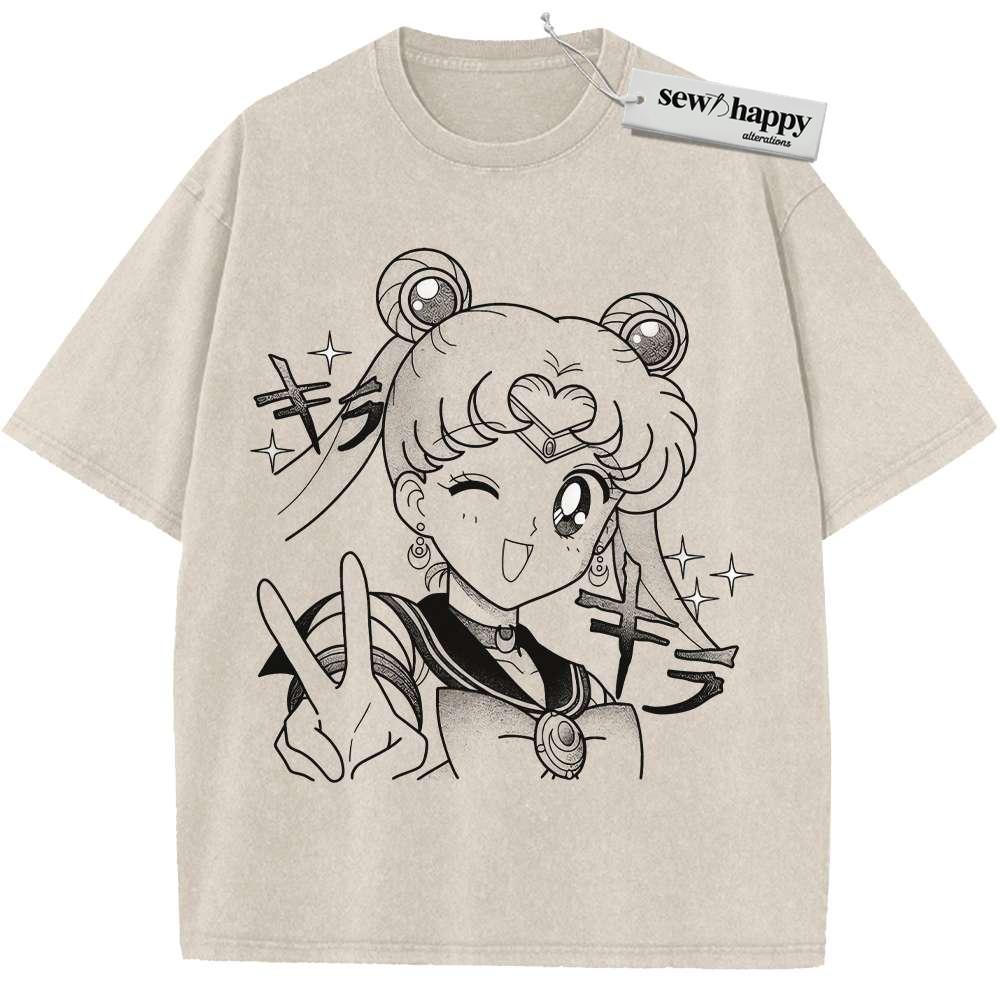 Wash Tee Usagi Tsukino Shirt, Sailor Moon Shirt, Anime Shirt, Vintage T-Shirt Wash Tee Usagi Tsukino Shirt, Sailor Moon Shirt, Anime Shirt, Vintage T-Shirt - Image 1