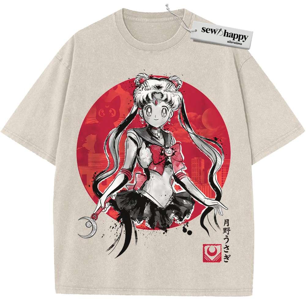 Wash Tee Usagi Tsukino Shirt, Sailor Moon Shirt, Anime Shirt, Vintage T-Shirt Wash Tee Usagi Tsukino Shirt, Sailor Moon Shirt, Anime Shirt, Vintage T-Shirt - Image 1
