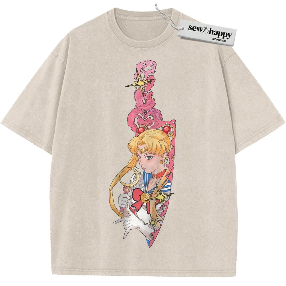 Wash Tee Usagi Tsukino Shirt, Sailor Moon Shirt, Anime Shirt, Vintage T-Shirt Wash Tee Usagi Tsukino Shirt, Sailor Moon Shirt, Anime Shirt, Vintage T-Shirt - Image 1