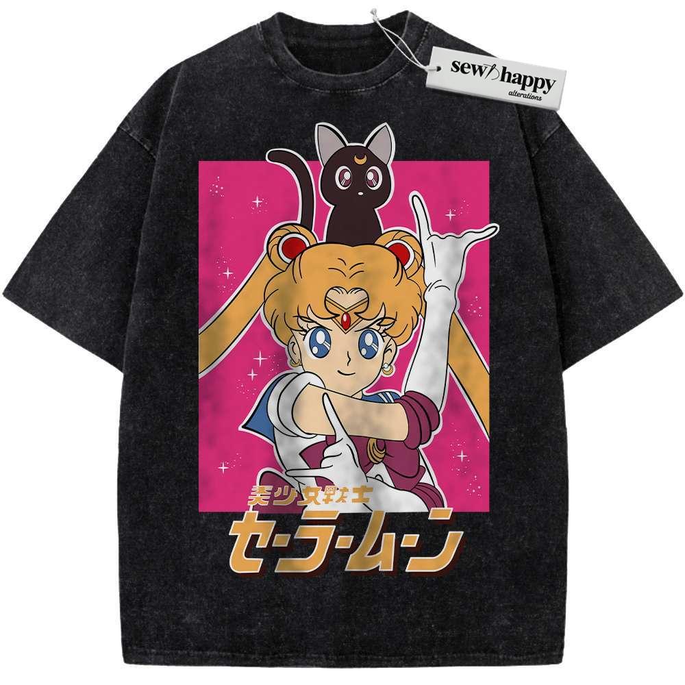 Wash Tee Usagi Tsukino Shirt, Sailor Moon Shirt, Anime Shirt, Vintage T-Shirt Wash Tee Usagi Tsukino Shirt, Sailor Moon Shirt, Anime Shirt, Vintage T-Shirt - Image 1