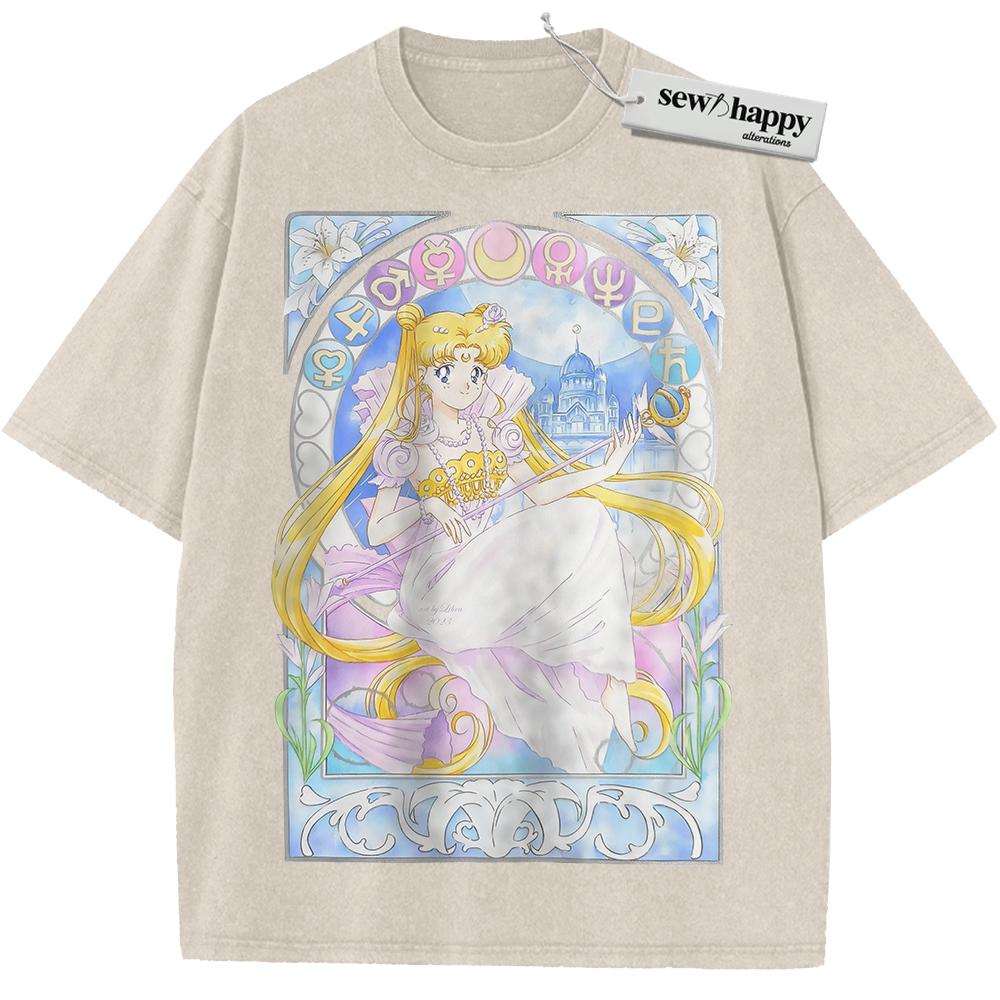 Wash Tee Usagi Tsukino Shirt, Sailor Moon Shirt, Anime Shirt, Vintage T-Shirt Wash Tee Usagi Tsukino Shirt, Sailor Moon Shirt, Anime Shirt, Vintage T-Shirt - Image 1