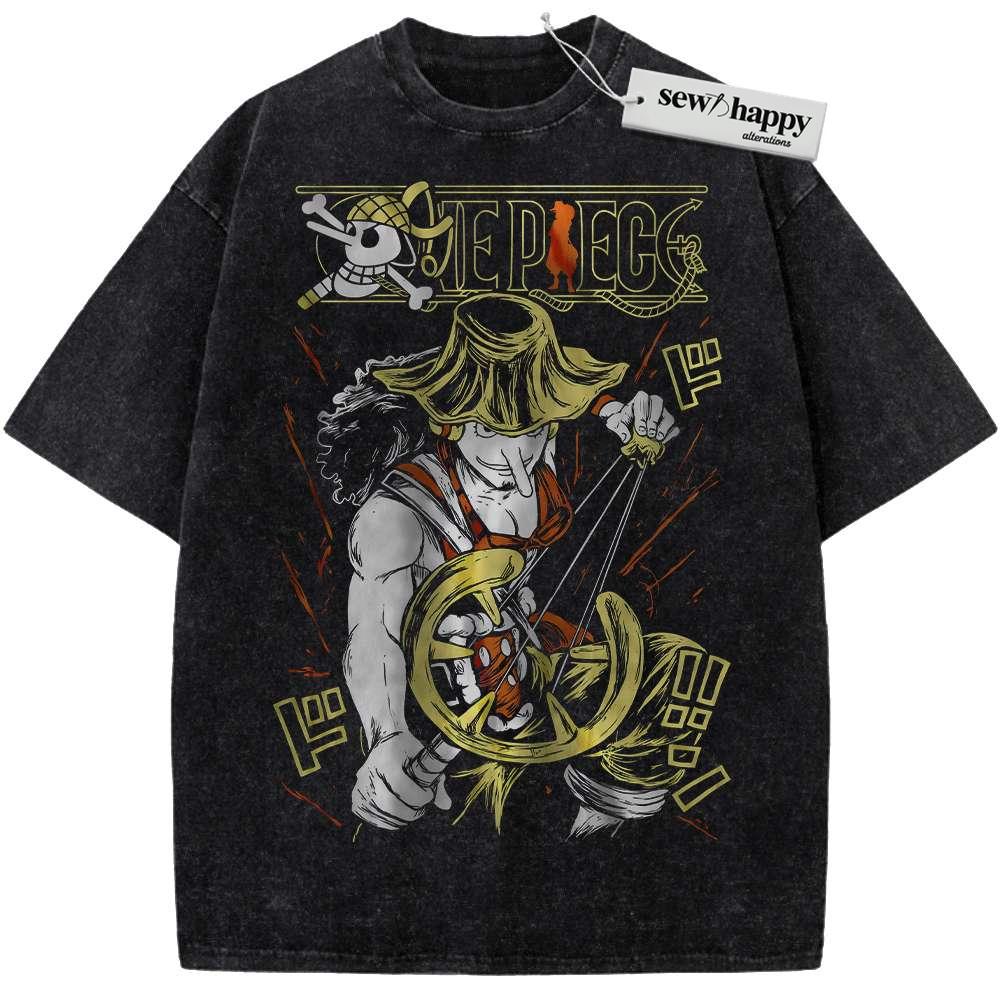 Wash Tee Usopp Shirt, One Piece Shirt, Anime Shirt, Vintage T-Shirt