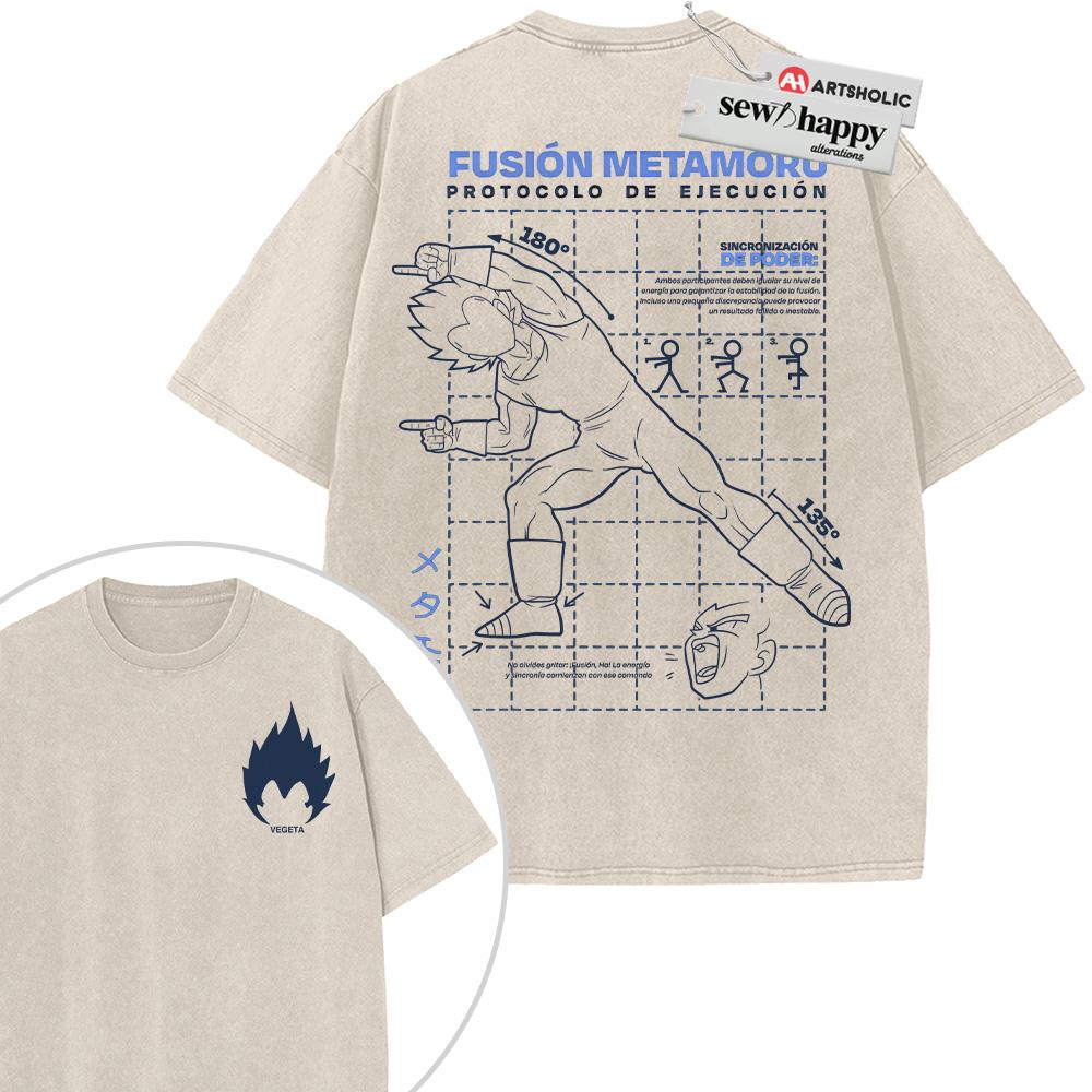 Wash Tee Vegeta Shirt, Dragon Ball Shirt, Anime Shirt, Vintage T-Shirt 2-Sided