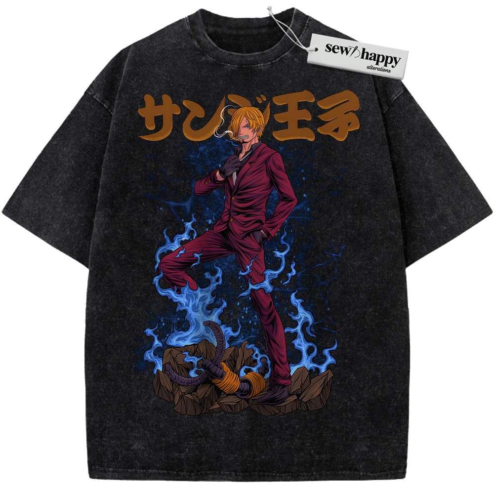 Wash Tee Vinsmoke Sanji Shirt, One Piece Shirt, Anime Shirt, Vintage T-Shirt