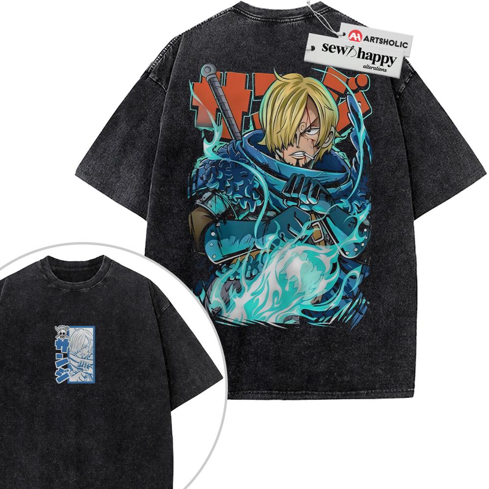Wash Tee Vinsmoke Sanji Shirt, One Piece Shirt, Anime Shirt, Vintage Tee 2-Sided