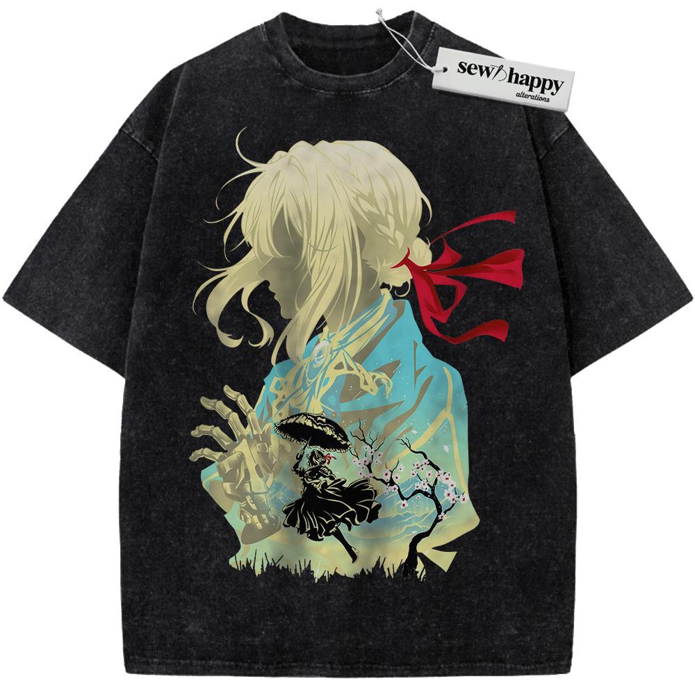 Wash Tee Violet Evergarden Shirt, Anime Shirt, Vintage Tee