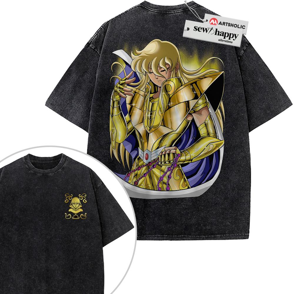 Wash Tee Virgo Shaka Shirt, Saint Seiya Shirt, Anime Shirt, Vintage T-Shirt 2-Sided