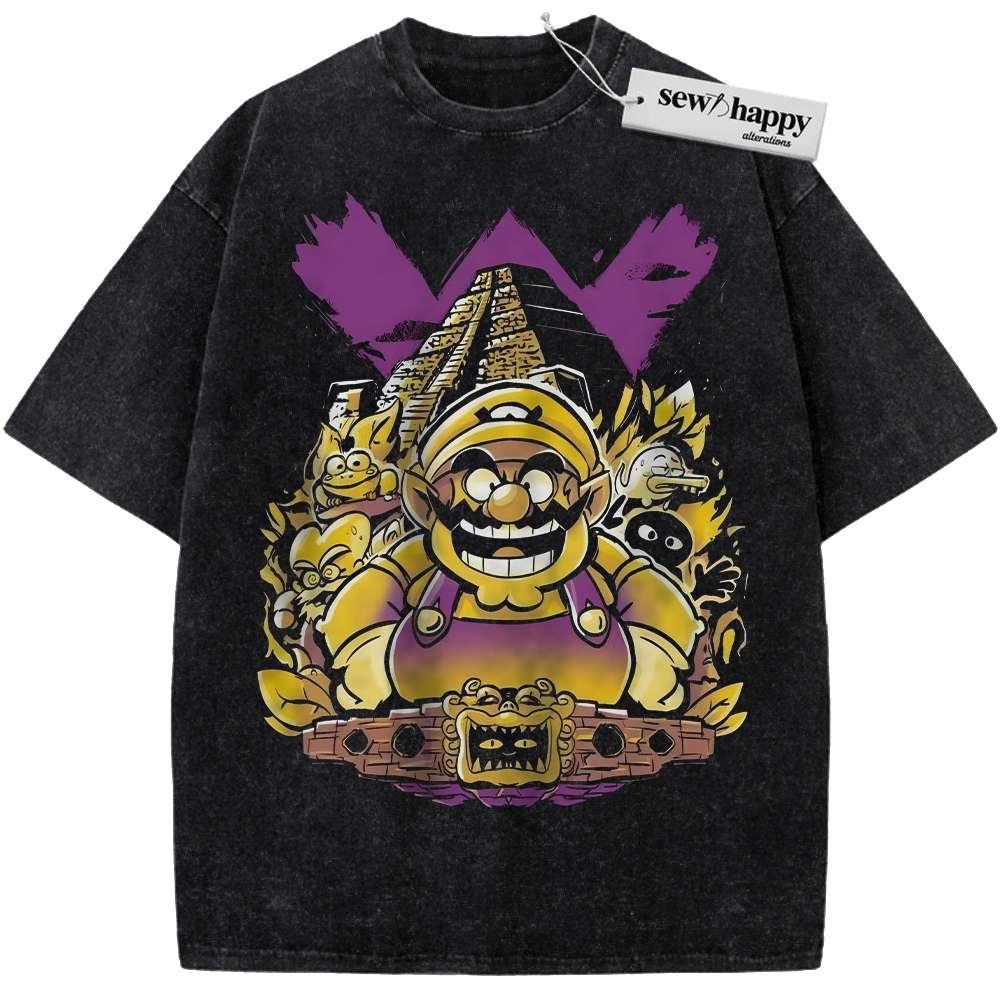 Wash Tee Wario Shirt, Super Mario Shirt, Game Shirt, Vintage T-Shirt