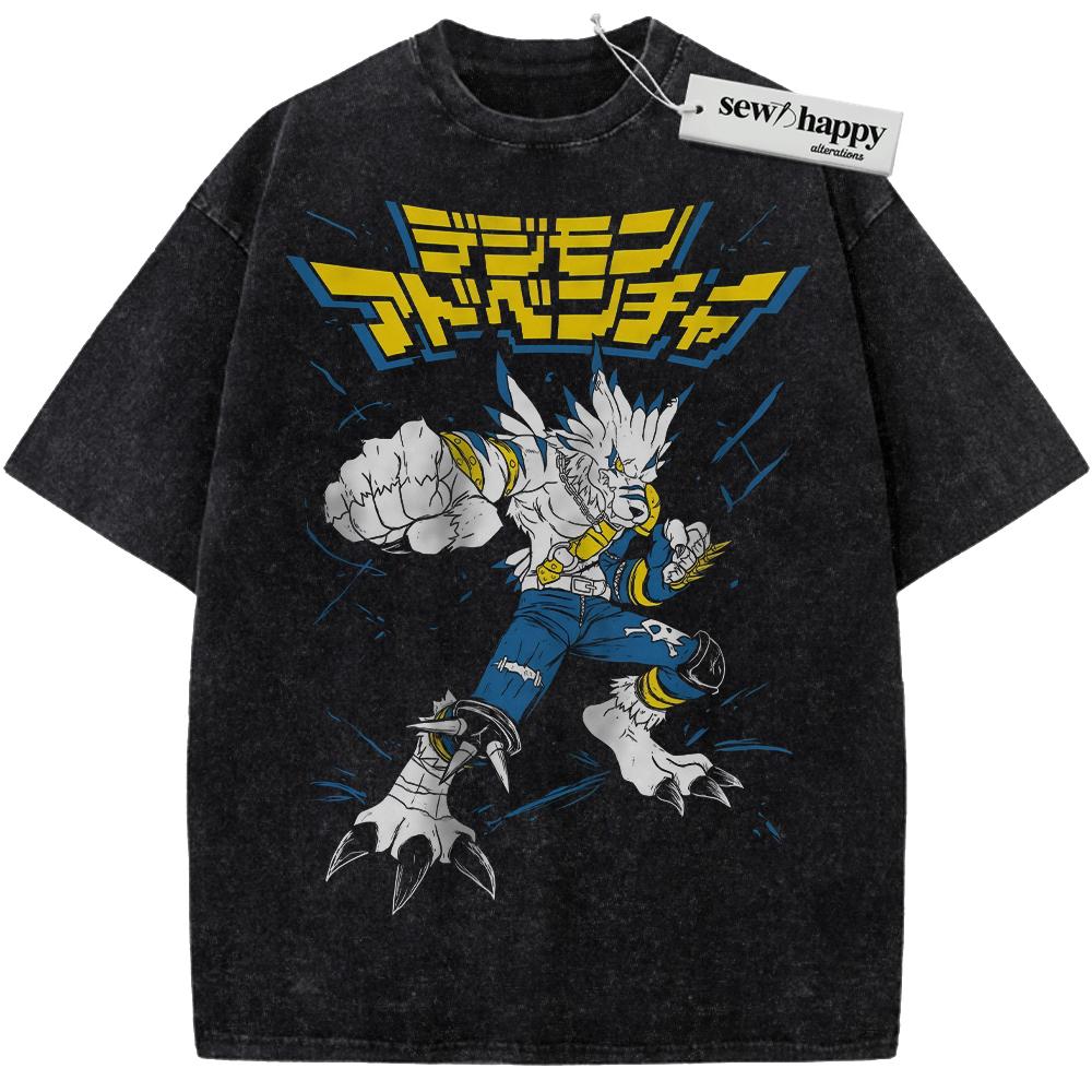 Wash Tee WereGarurumon Shirt, Digimon Shirt, Anime Shirt, Vintage T-Shirt