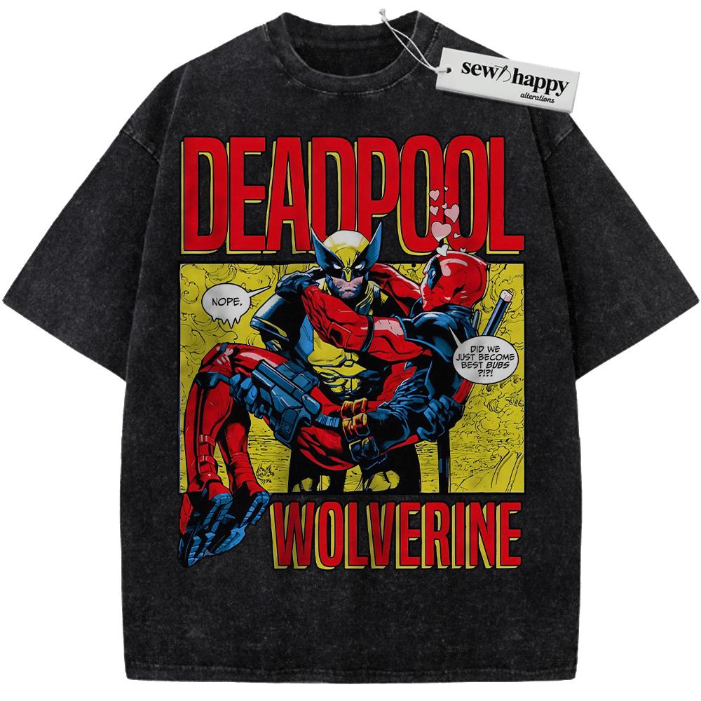Wash Tee Wolverine Shirt, Deadpool Shirt, Marvel Comics Shirt, Vintage T-Shirt