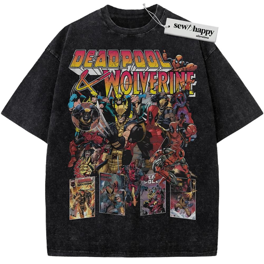 Wash Tee Wolverine Shirt, Deadpool Shirt, Marvel Comics Shirt, Vintage T-Shirt