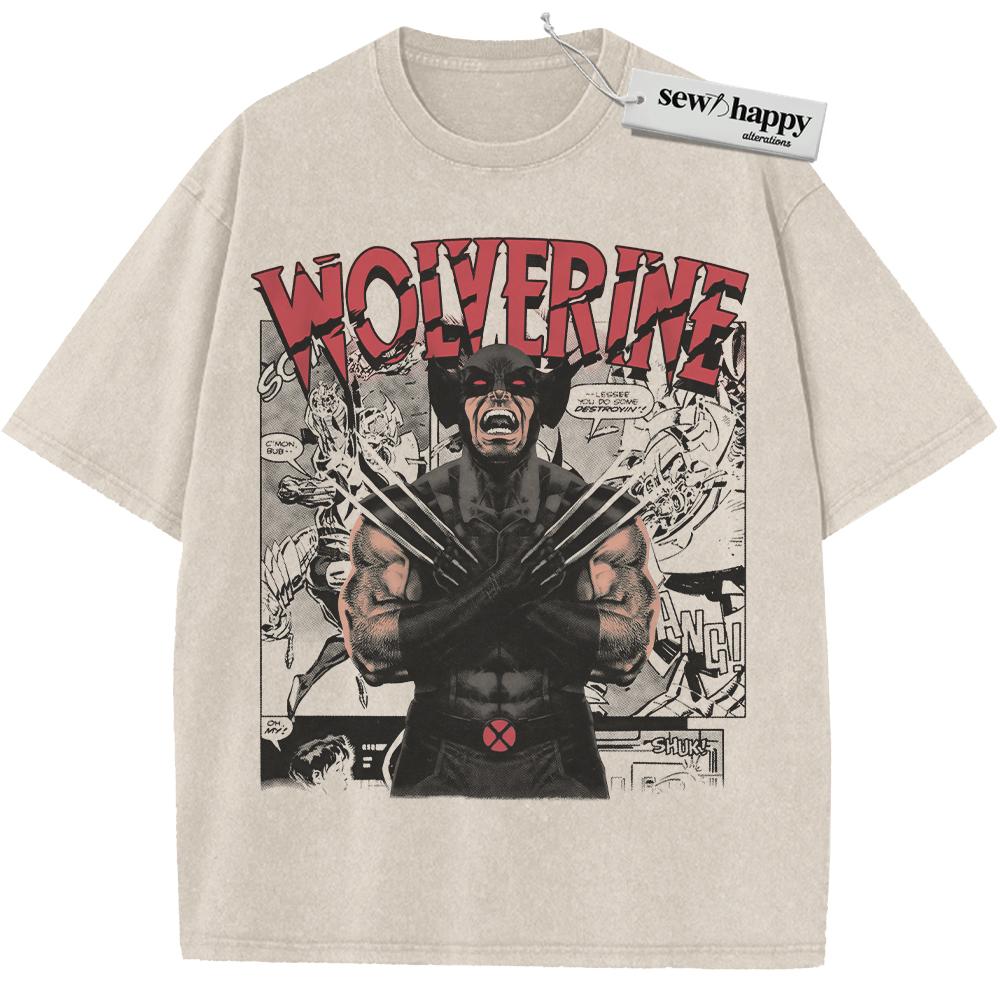 Wash Tee Wolverine Shirt, Marvel Comics Shirt, Vintage T-Shirt