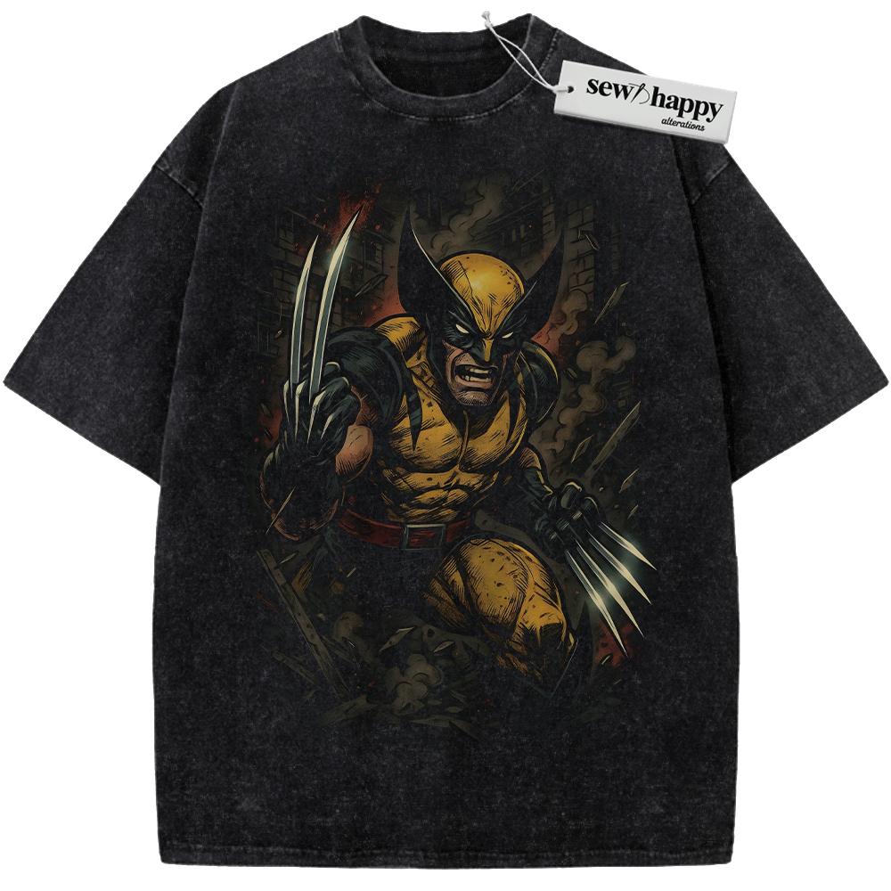 Wash Tee Wolverine Shirt, X-Men Shirt, Marvel Comics Shirt, Vintage T-Shirt Wash Tee Wolverine Shirt, X-Men Shirt, Marvel Comics Shirt, Vintage T-Shirt - Image 1