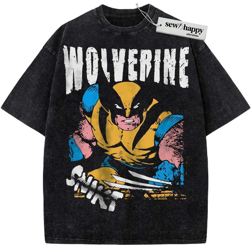Wash Tee Wolverine Shirt, X-Men Shirt, Marvel Comics Shirt, Vintage T-Shirt Wash Tee Wolverine Shirt, X-Men Shirt, Marvel Comics Shirt, Vintage T-Shirt - Image 1
