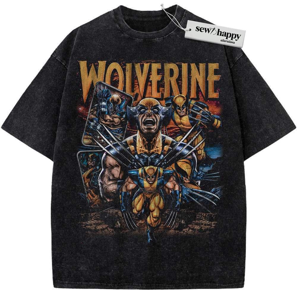 Wash Tee Wolverine Shirt, X-Men Shirt, Marvel Comics Shirt, Vintage Tee