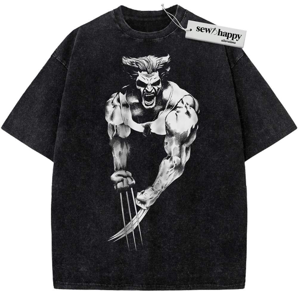 Wash Tee Wolverine Shirt, X-Men Shirt, Marvel Comics Shirt, Vintage Tee Wash Tee Wolverine Shirt, X-Men Shirt, Marvel Comics Shirt, Vintage Tee - Image 1
