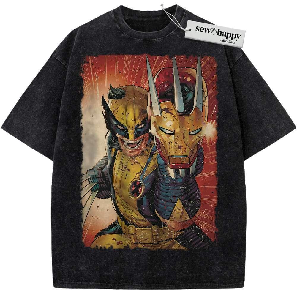 Wash Tee Wolverine Shirt, X-Men Shirt, Marvel Comics Shirt, Vintage Tee Wash Tee Wolverine Shirt, X-Men Shirt, Marvel Comics Shirt, Vintage Tee - Image 1