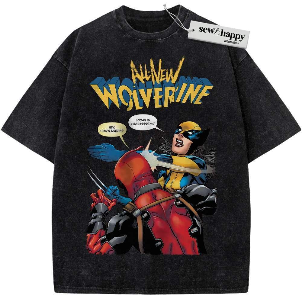 Wash Tee X-23 Shirt, Wolverine Shirt, Deadpool Shirt, Marvel Comics Shirt, Vintage Tee