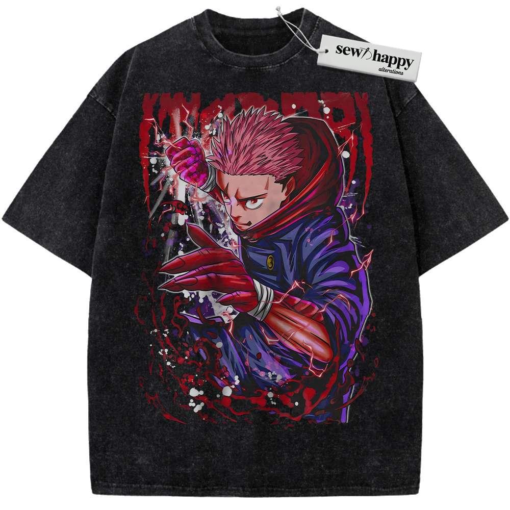 Wash Tee Yuji Itadori Shirt, Jujutsu Kaisen Shirt, Anime Shirt, Vintage T-Shirt