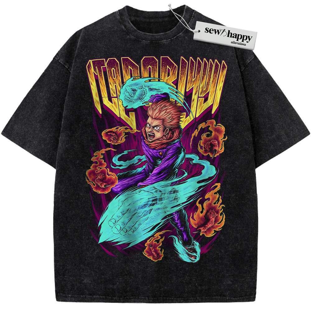 Wash Tee Yuji Itadori Shirt, Jujutsu Kaisen Shirt, Anime Shirt, Vintage Tee