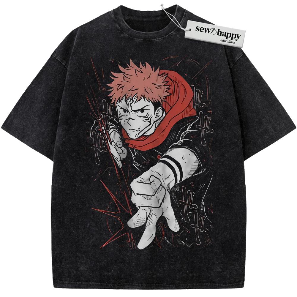 Wash Tee Yuji Itadori Shirt, Jujutsu Kaisen Shirt, Anime Shirt, Vintage Tee
