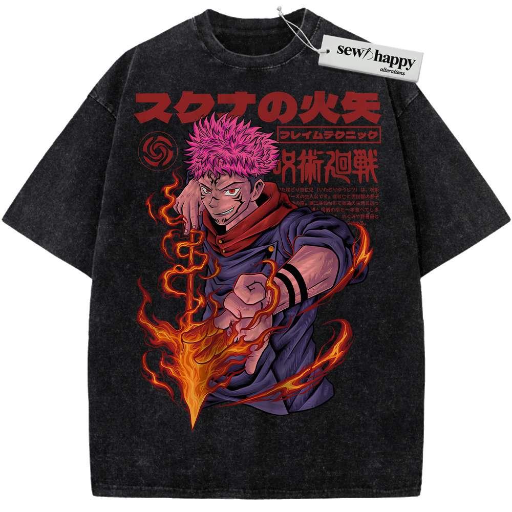 Wash Tee Yuji Itadori Shirt, Jujutsu Kaisen Shirt, Anime Shirt, Vintage Tee